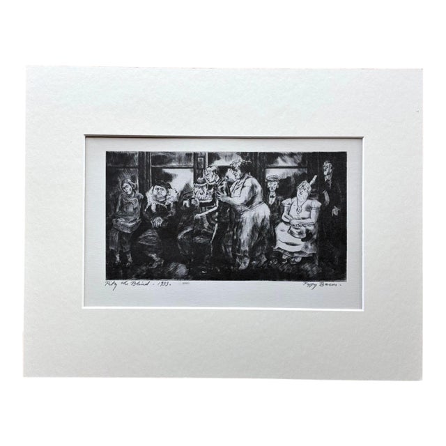 Vintage 1939 Print in 11x14 Mat, Ready to Frame: Peggy Bacon "Pity the Blind" For Sale