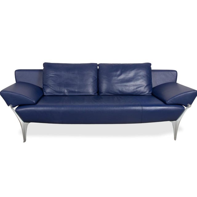 Navy Blue Leather 1600 Three-Seater Sofa with Manual Function from Rolf Benz For Sale - Image 15 of 15
