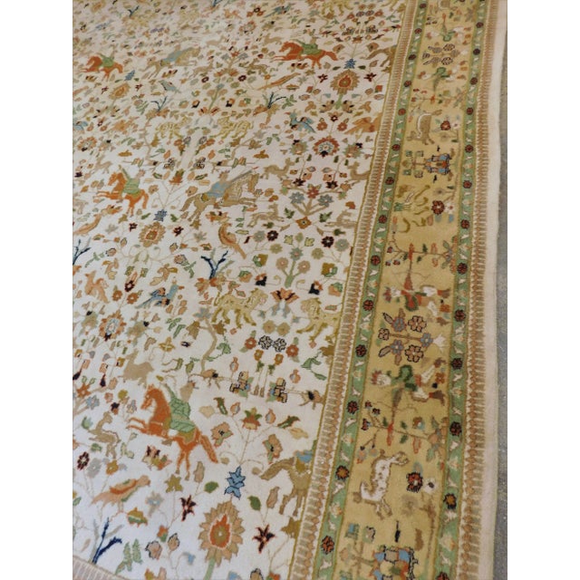 Textile Mid Century Hand Knotted Persian Tabriz Rug, Depicting Royal Hunting Scene. For Sale - Image 7 of 18