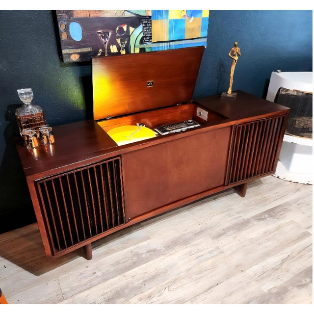 Wood Circa 66 Rca Annapolis Encomium Refurbished Mid Century Modern Stereo Console Record Player For Sale - Image 7 of 9