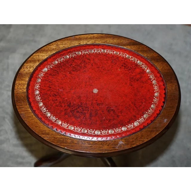 Vintage Oxblood Hardwood Tripod Side Table, England For Sale - Image 3 of 12