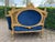 Wood 1940 French Louis XVI Gold Beech Blue Velvet Settee For Sale - Image 7 of 18