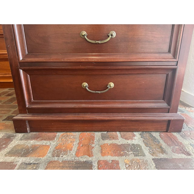 Ethan Allen Medallion Solid Cherry Louis Philippe-Style Tall Chest With Pull-Out Slide For Sale - Image 10 of 12