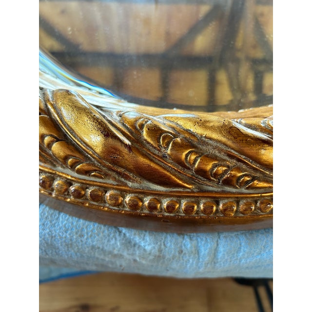 Ornate Gilded Composite French Style Oval Wall Mirror For Sale - Image 4 of 11