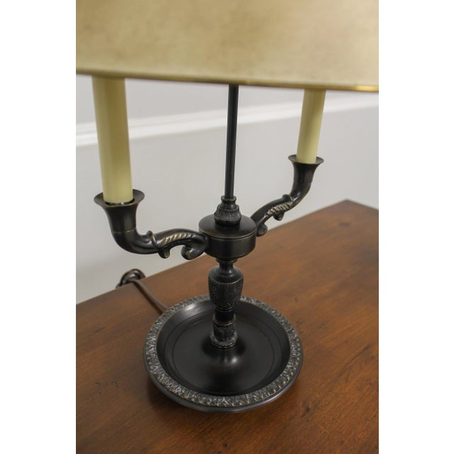 Bronze Finish Double Arm Table Lamp W. Tole Shade Chairish
