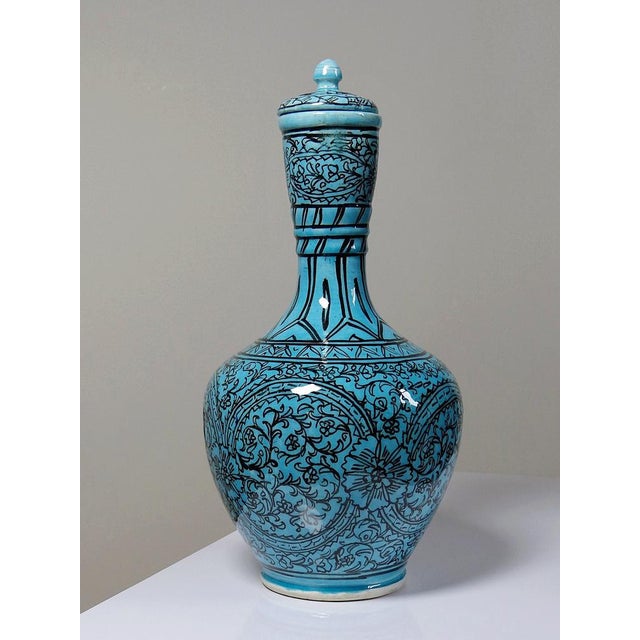 Vintage Vase in Painted Turquoise, 1950s For Sale - Image 9 of 17