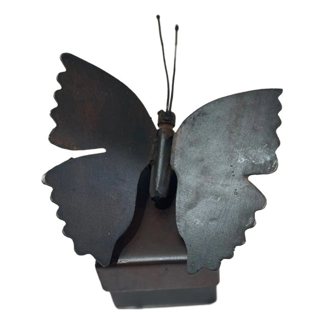 Late 20th Century Jan Barboglio Forged Steel Butterfly Lidded Box – Handcrafted For Sale
