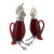 Pair Cartier Sterling Silver & Ruby Red Cut Glass Oil & Vinegar Cruet Decanters For Sale