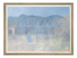 Bernard Myers, Dingy Sailing by Barnes Bridge, 1990s, Oil on Canvas