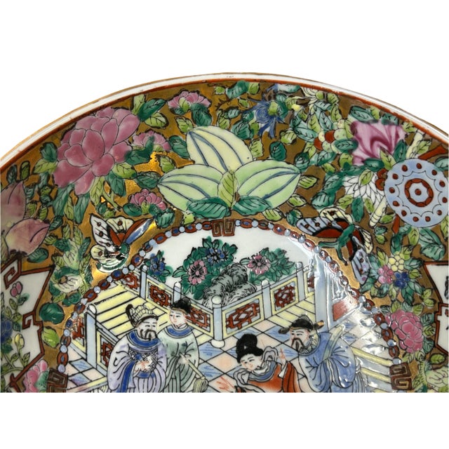 Chinese Vintage Famille Rose People Scenery Porcelain Art Bowl For Sale - Image 4 of 12