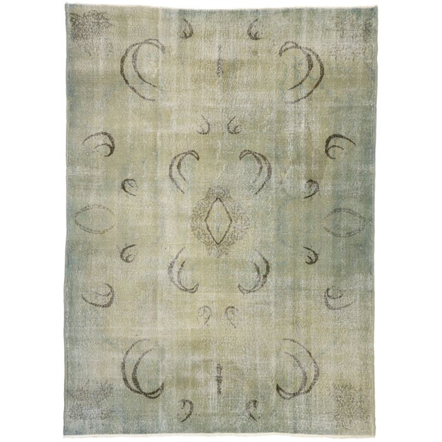 Verdigris Vintage Turkish Sivas Zeki Muren Rug, 07'05 X 10'02 For Sale - Image 8 of 8