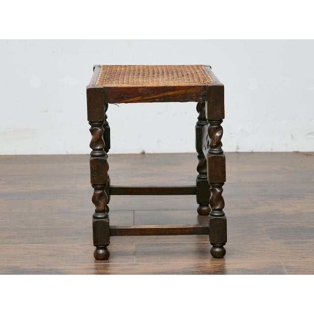 English Jacobean Style Seat Bench with Carved Apron, circa 1900 For Sale - Image 9 of 12