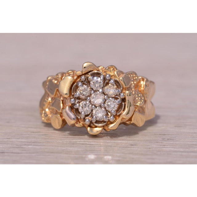 The Nugget: 1980s Nugget Style Natural Diamond Ring in Yellow Gold For Sale - Image 10 of 12