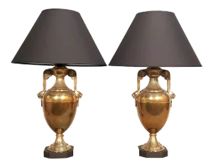 Table Lamps in Antique Bronze & White Marble, Set of 2
