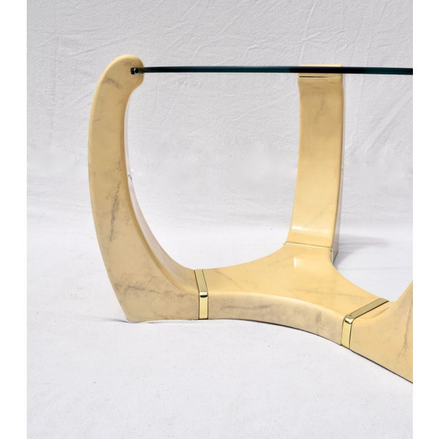 Postmodern End Tables After Karl Springer With Faux Goatskin Finish, Glass Tops For Sale - Image 10 of 13