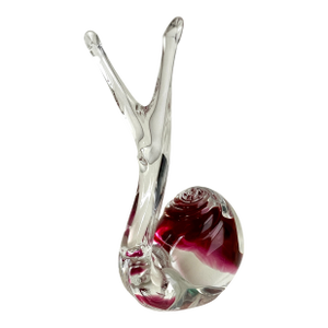 Vintage Murano-Style, Italy Long Neck Snail, Pink, Blown Art Glass