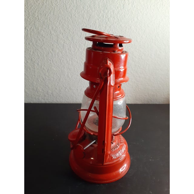 Art Deco 1950s Winged Wheel No 350 Red Oil Lantern For Sale - Image 3 of 7