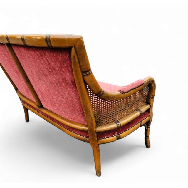 Faux Bamboo Webbing Sofa For Sale - Image 5 of 6
