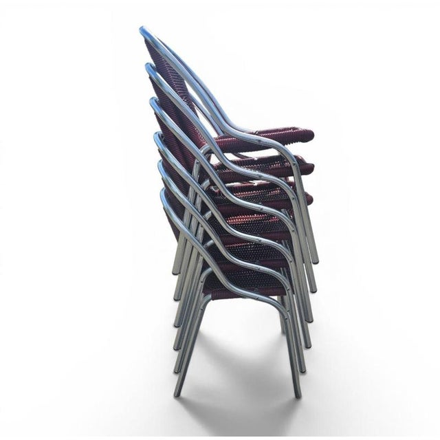 Red Aluminum Chair with Synthetic Weave, 1980s, Set of 6 For Sale - Image 6 of 18