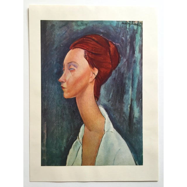 Cerulean Amedeo Modigliani Vintage 1970 Authentic Lithograph Print " Lunia Czechowska " 1919 For Sale - Image 8 of 11