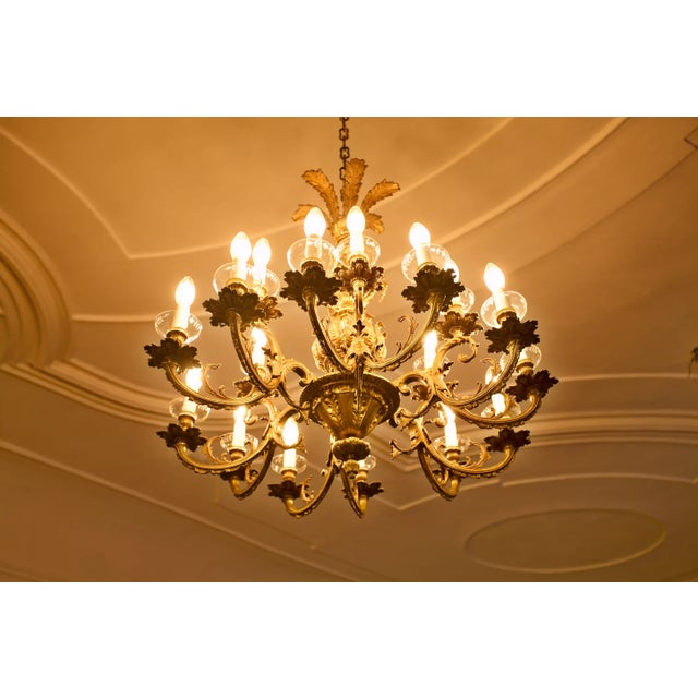 Gold Brass 18-Light Castle Chandeliers, Set of 2 For Sale - Image 8 of 10