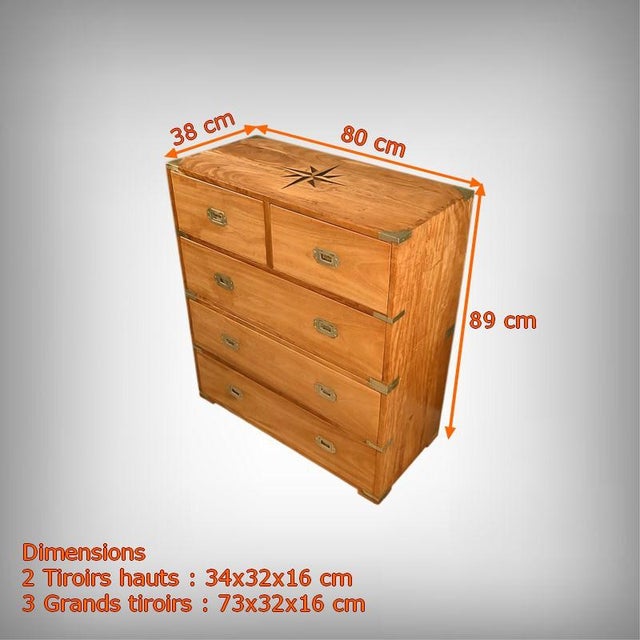20th Century Teak Marine Chest of Drawers, India For Sale - Image 17 of 18