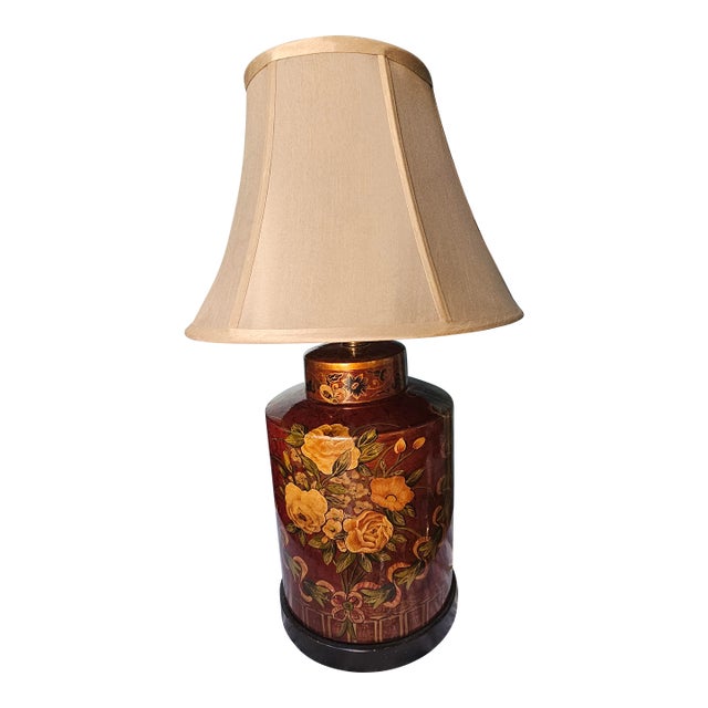 Frederick Cooper - Ceramic Hand Painted Red Ginger Jar Table Lamp For Sale