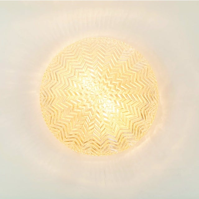 Mid-Century/Art Deco Geometric Amber Glass Ceiling Light/Flush Mount From Limburg, Germany, 1970s For Sale - Image 6 of 8
