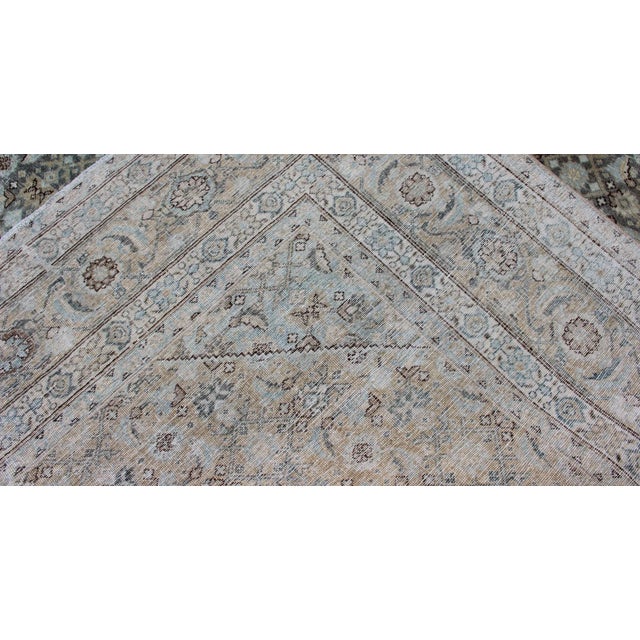 Early 20th Century Antique Persian Tabriz Carpet With Geometric Diamond Design in Earth Tones For Sale - Image 12 of 13
