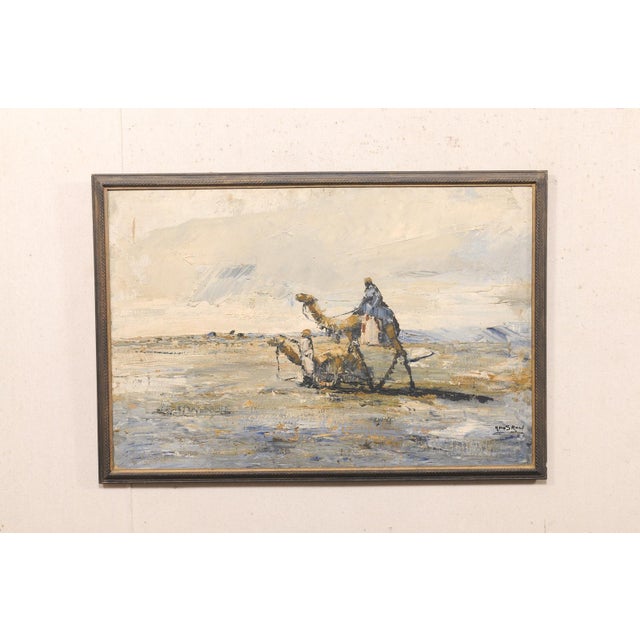 Mid 20th Century Mid 20th Century Signed Oil on Canvas Desert Caravan Scene For Sale - Image 5 of 13