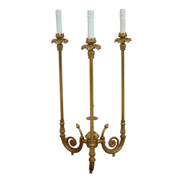 Unusual French Style 3 Arm Centerpiece Candelabra Lamp For Sale