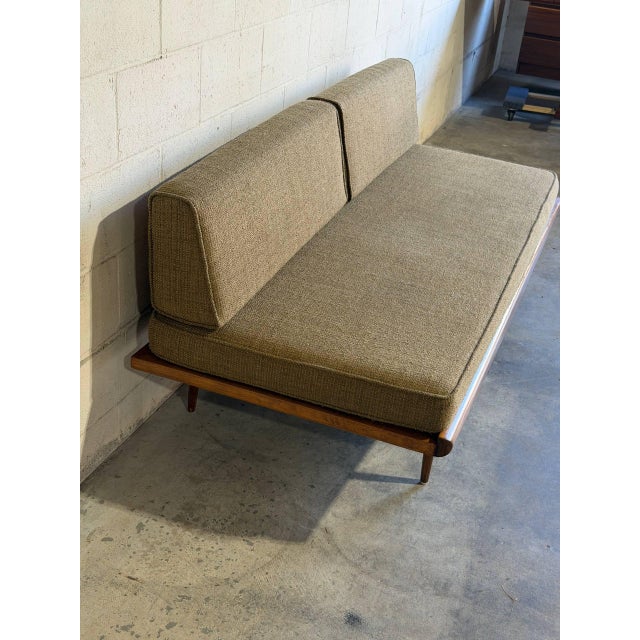 1960s Mid-Century Modern Teak Daybed Sofa With Floating Wood Frame and Exposed Back 1960s For Sale - Image 5 of 11