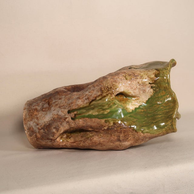 Vintage Sculptural Earth Tone Wabi Sabi Large Organic Studio Pottery Vase With Drip Glaze For Sale - Image 15 of 16