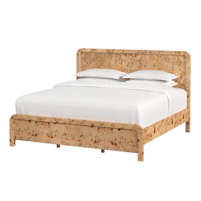 Cora King Burl Panel Bed, Light Burl For Sale - Image 9 of 9