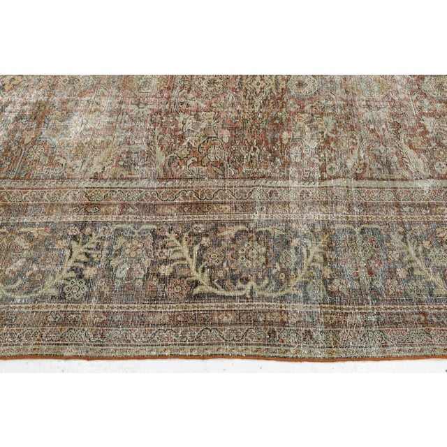 Antique Mahal Wool Rug With Muted Terracotta & Sage Palette For Sale - Image 10 of 11
