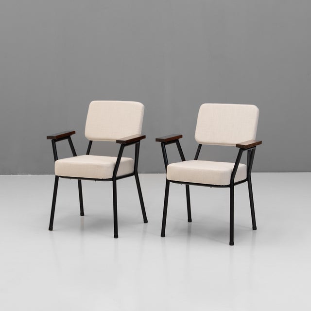 Beige Metal Framed Chairs, 1950, Set of 2 For Sale - Image 8 of 8