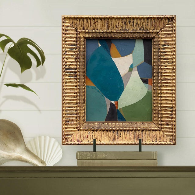 This is a new abstract oil painting in rich jewel tones inspired by colors and shapes found in nature. The oil painting is...