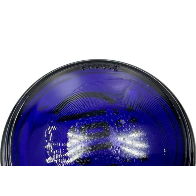 Glass Vintage Cobalt Blue Glass Claris Hotel Barcelona, Spain Ashtray For Sale - Image 7 of 12