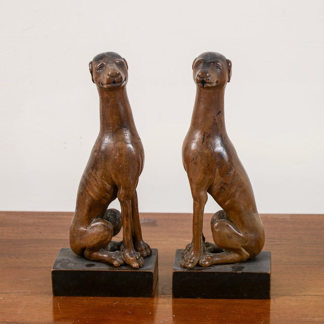 Brown Art Deco Statues of Dogs, Set of 2 For Sale - Image 8 of 9