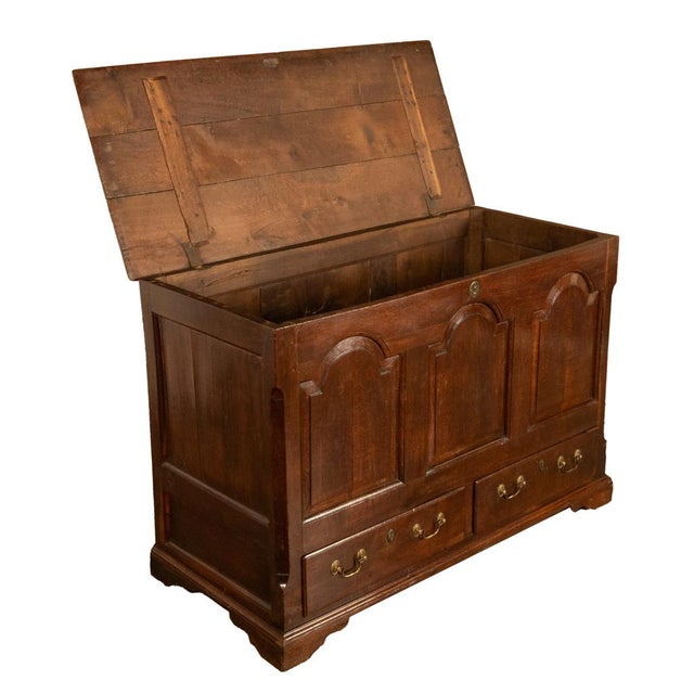 Antique 18th Century Georgian Paneled Lift Up Lid Oak Mule Chest Coffer 1760 For Sale - Image 4 of 14