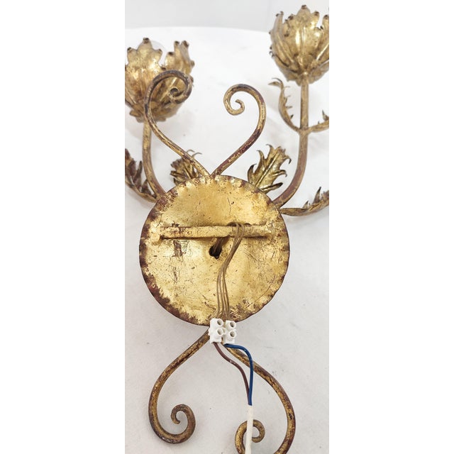 Wrought Iron Gold Leaf Wall Light. France, 1970s For Sale - Image 18 of 18