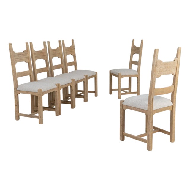 20th Century French Oak Dining Chairs With Upholstered Seats - Set of 6 For Sale