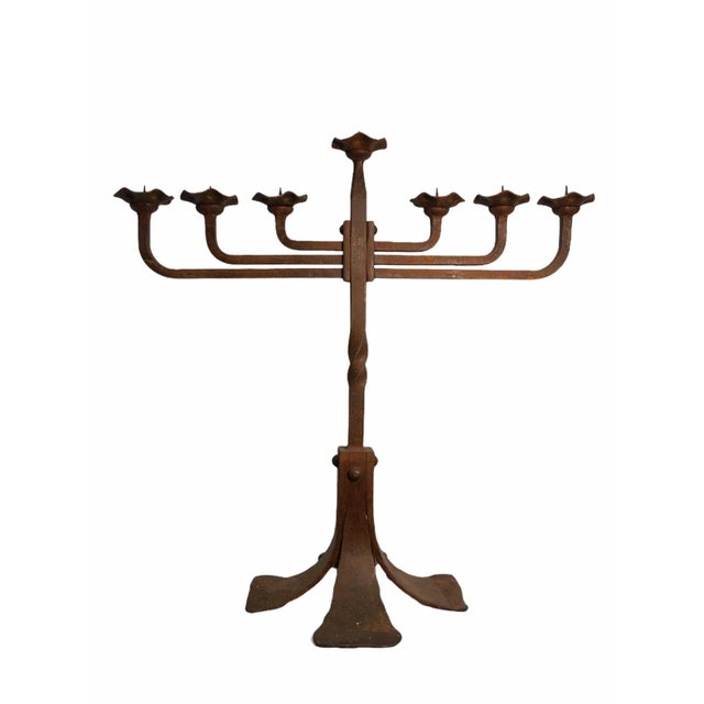 Antique Early 20th Century Gothic Revival Wrought Iron Candle Holder For Sale - Image 9 of 9
