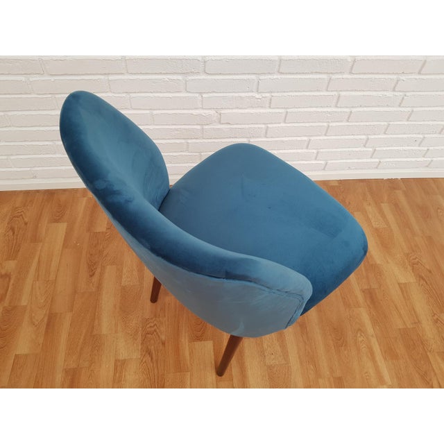 Mid-Century Retro Velvet & Beech Chair For Sale - Image 6 of 13