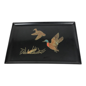 Vintage Large Size Black Bakelite Mallard Duck Design Serving Tray