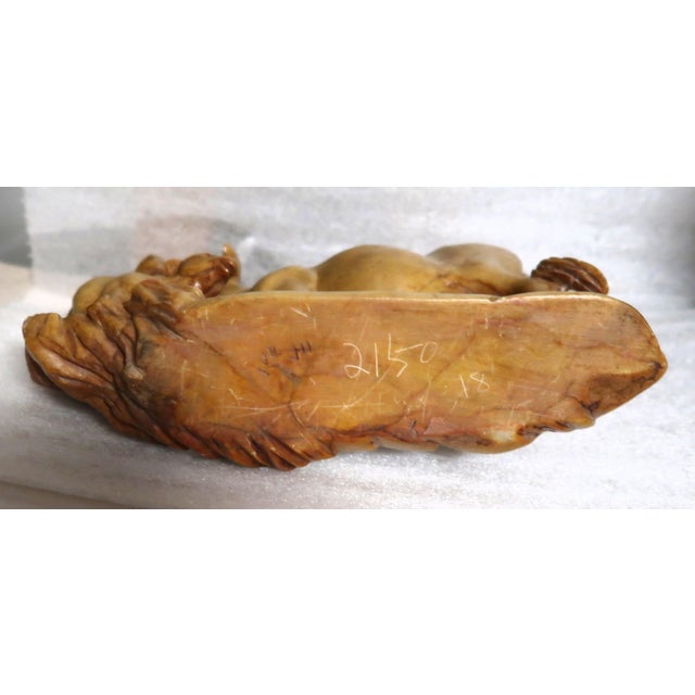 Japanese Yellow Jasper Hardstone Carving of a Cow and Calf For Sale - Image 11 of 16