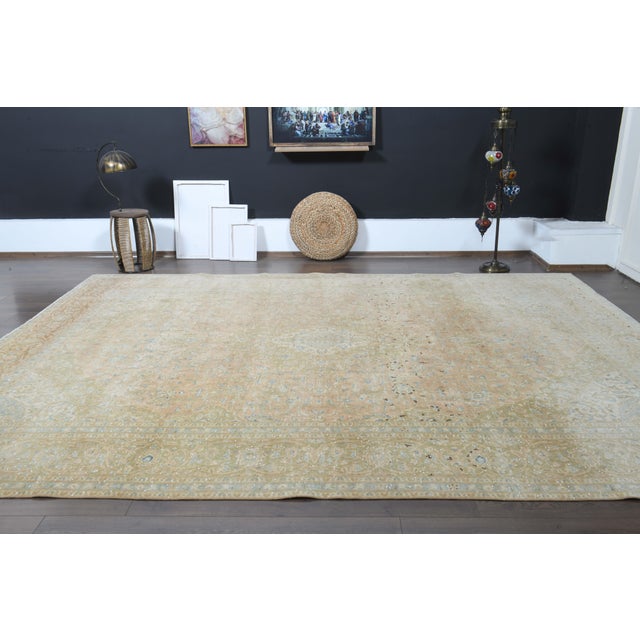 1970s 1970s Vintage Persian Handknotted Wool Orange Oversize Area Rug For Sale - Image 5 of 11