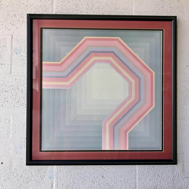 1980s Framed Abstract Geometric Lithography. For Sale - Image 11 of 11