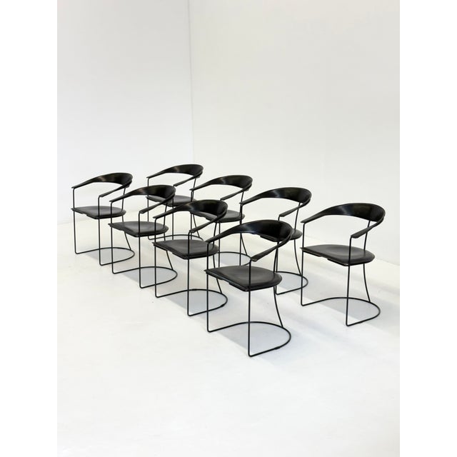 Vintage Ursala Dining Chairs in Black Leather from Arrben, Set of 8 For Sale - Image 18 of 18