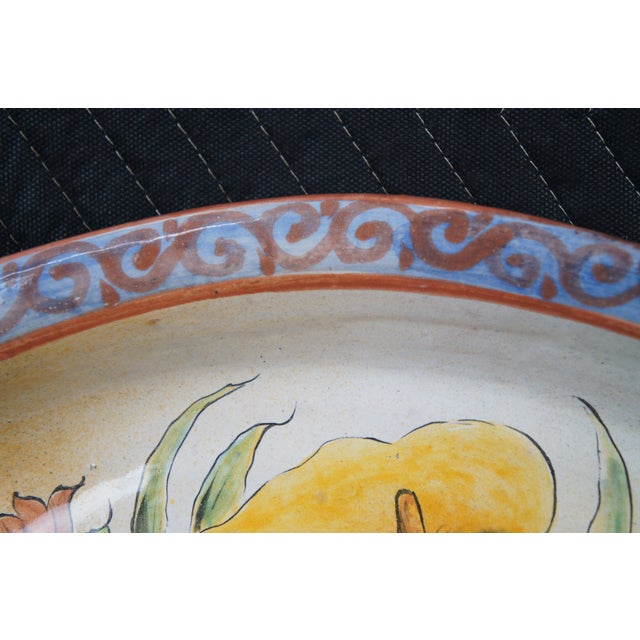 Vintage Mayolica Santa Rosa Mexican Fruit Flowers Still Life Stoneware Charger Plate For Sale - Image 4 of 10